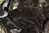 Polished Septarian Geode Sculpture - Black Crystals #99437-1